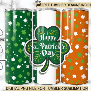 St Patrick&#39;s Day Tumbler Wrap: Irish Flag Design (Digital Download)