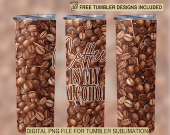 Embalagem para copo de café: Frase engraçada sobre café, sublimação skinny de 20 oz (download digital)