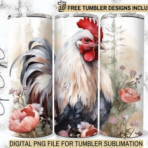 Cottagecore Chicken Tumbler Wrap: 20oz Skinny Sublimation (Digital Download)
