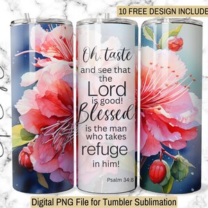 Floral Bible Verse 20 oz Tumbler Wrap: Inspirational Faith Design (Digital Download)