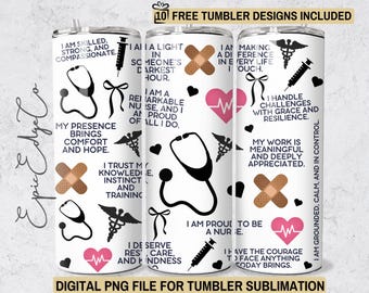Nurse Affirmation Tumbler Wrap: Stethoscope Scrub Design (Digital Download)