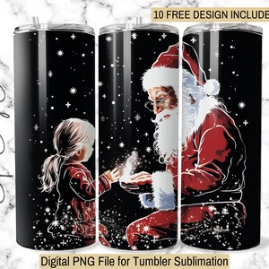 Regalo de Santa 20 oz Skinny Tumbler Wrap Sublimación Descarga instantánea digital Sólo diseño PNG de Navidad