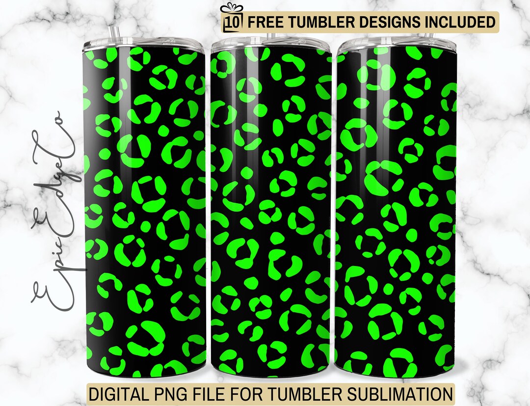 Neon Green Tumbler Wrap 20oz Skinny Sublimation, Instant Digital