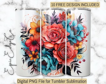 Mexican Floral Tumbler Wrap: Vibrant Fiesta Design (Digital Download)