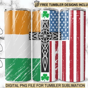 Irish American St. Patrick&#39;s Day Tumbler Wrap: Shamrock PNG (Digital Download)