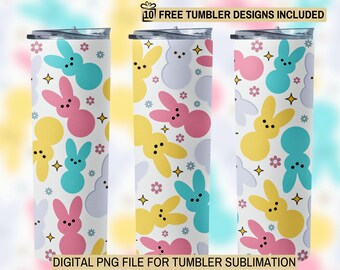Envoltorio para vaso Easter Peeps: Diseño de conejito pastel (Descarga digital)