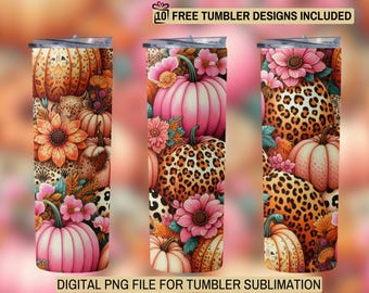 Leopard Pumpkin Tumbler Wrap: Halloween Cheetah Design (Digital Download)