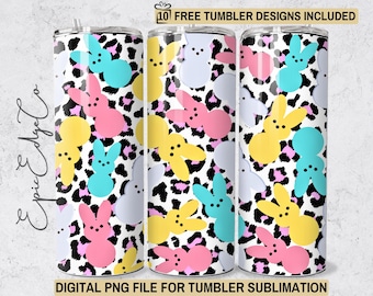 Envoltorio para vaso Easter Peeps: Estampado de leopardo con conejito pastel (Descarga digital)