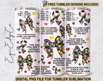 Autism Awareness Tumbler Wrap: Affirmation Quote, Puzzle Design (Digital Download)