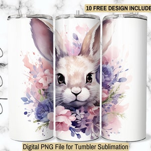 Copo de coelho fofo envoltório 20 onças skinny sublimação berçário coelhinho design download digital lebre berçário animal PNG copo copo presentes