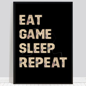Gaming Art Print &quot;Light Edition&quot;, Videogame Art, Eat Game Sleep Repeat Poster, DIGITAL DOWNLOAD