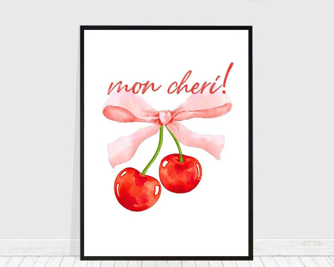 Cherries Art Print, Mon Cheri French Wall Decor (digital Download