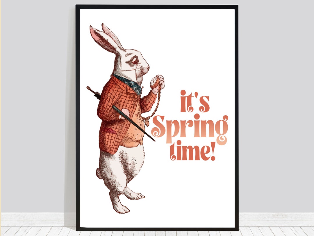 Spring Time Rabbit Wall Art, Wonderland Decor, Bunny Print, DIGITAL ...