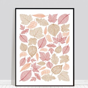 Autumn Leaves Modern Rustic Art Print, Fall Wall Decor, Printable Art, Farmhouse Fall Wall Art, Botanical Leaf Poster, Digital Download