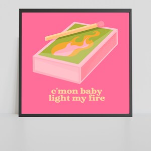 Matchbox Print, Retro Pink and Green Maximalist Wall Art (Digital Download)