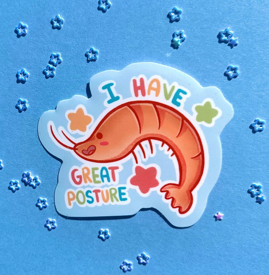 Great Posture Shrimp Glossy Sticker - Etsy