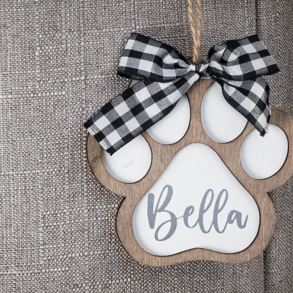 Personalized Basket Dog Cat Pet Name Tag for Toy Storage Basket Bin - Wooden Paw Shaped