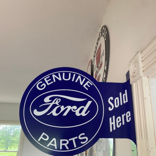 Double Sided 15 inch Ford Genuine Parts Flanged Sign