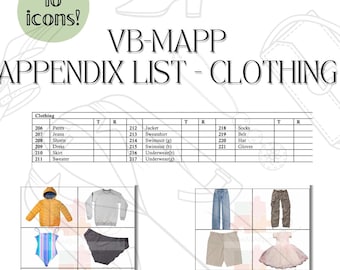 Kleidung Karteikarten | VB-MAPP Test, ABA Lernen (pdf)