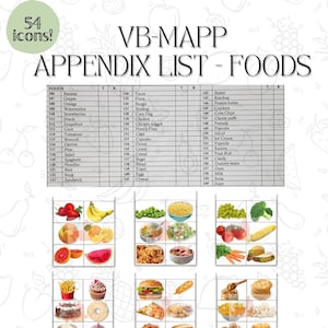 Food Flash Cards | VB-MAPP Assessment, ABA Learning (printable Pdf) - Etsy