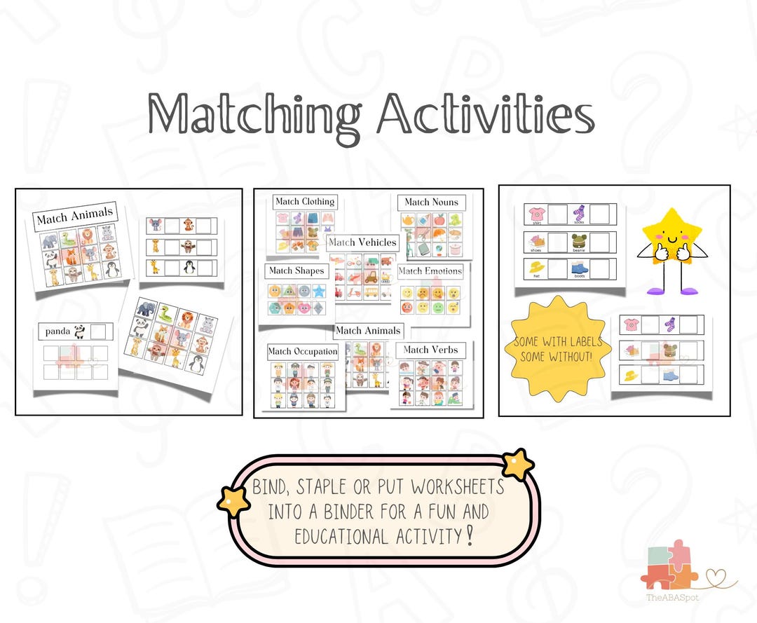 Matching Activity | ABA Materials | Special Education | ABA | Adaptive ...