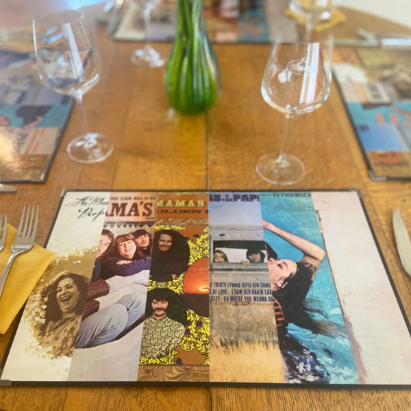 The MAMAs & The PAPAs - Four Placemats made from Vintage Record Album Covers