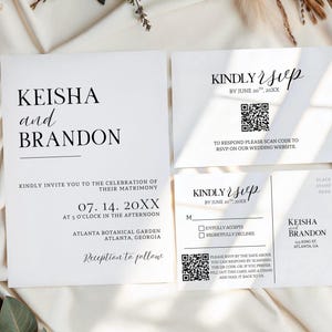 Editable Minimalist Wedding Invitation Template Bundle, Modern Invite Suite, RSVP Cards, Elegant Printable Details Set, Instant Download