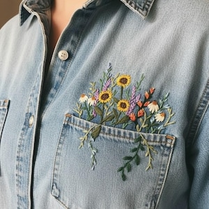 20+ Printable Floral Embroidery Pattern for Jeans Bundle, Hand Embroidery Designs, Beginner-Friendly PDF Templates, Instant Digital Download