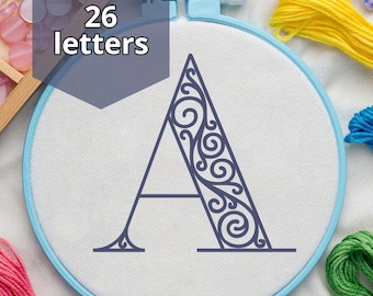 Alphabet Embroidery Pattern Arabesque Details – Digital PDF