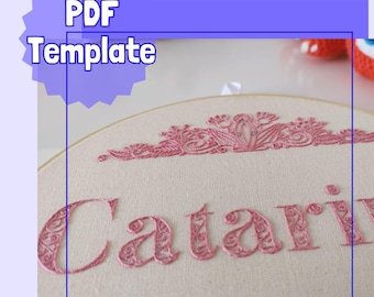 アラベスク模様の手刺繍パターン用アルファベット - デジタルPDF