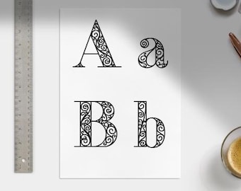 アルファベット刺繍パターン アラベスクの詳細 – デジタルPDF