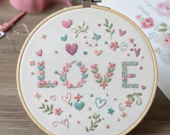 20種類以上のバレンタインデー刺繍デザインパターンパック - 手刺繍デザイン、初心者向けPDFテンプレート、