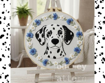 Dalmatian Embroidery Pattern + Stitch Guide | Dog Hand Embroidery Designs, Beginner-Friendly PDF Templates, Instant Digital Download