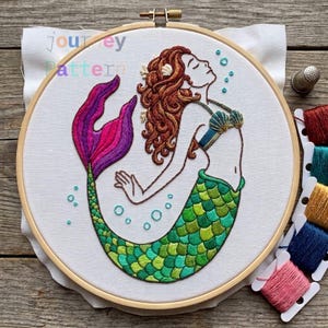 Mermaid Hand Embroidery Pattern PDF | Ocean Siren Embroidery Design | Beginner Friendly DIY Embroidery Pattern | Instant DigitalDownload