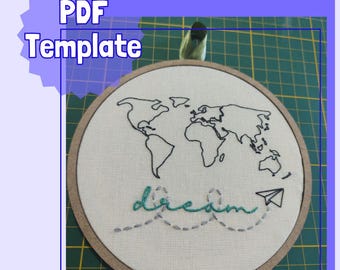 DIY Dream World Map Embroidery Pattern: Easy Tutorial for Beginners with Instructions