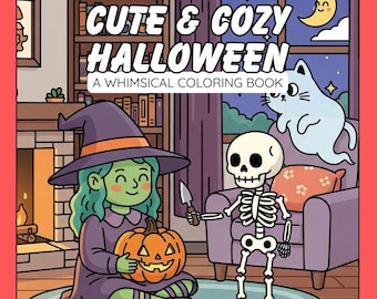 Cute & Cozy Halloween Coloring Book PDF and PNG – 40 pages | Hand-Drawn Pages for iPad, Procreate, Digital Coloring Pages, Coco wyo