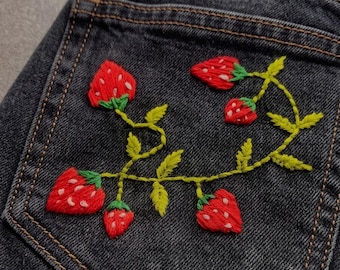 Strawberry Embroidery Pattern Bundle – Digital PDF Download | Cottagecore Hand Embroidery Designs | Floral & Botanical Embroidery Patterns