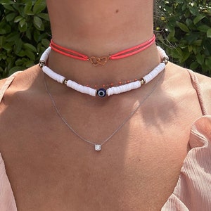 White heishi necklace image 6