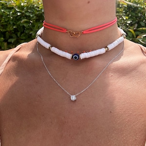 White heishi necklace image 4