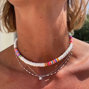 White heishi necklace image 1