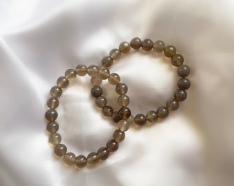 Bracelet en perle Grise / Marron