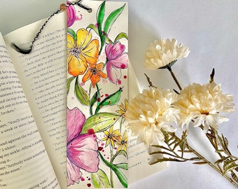 Bookmark Watercolor + Fine Art, Flowers, Various Motifs, Handmade