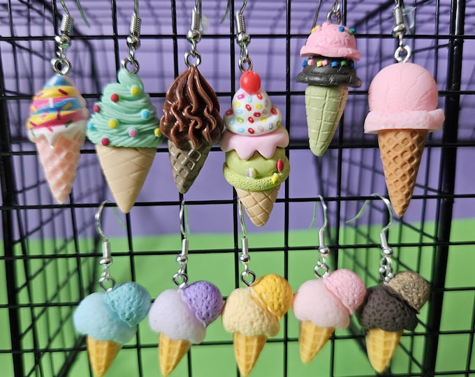 Mini Ice Cream Cone / Chocolate earrings Fun Summer Jewelry