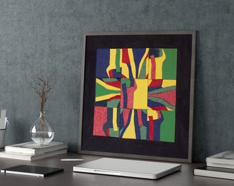 After Images - abstract paper tiles in primary colors - paper collage  - Collage Exploration