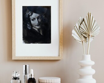 La Dame en Noir - Oil on Canvas -Head Study