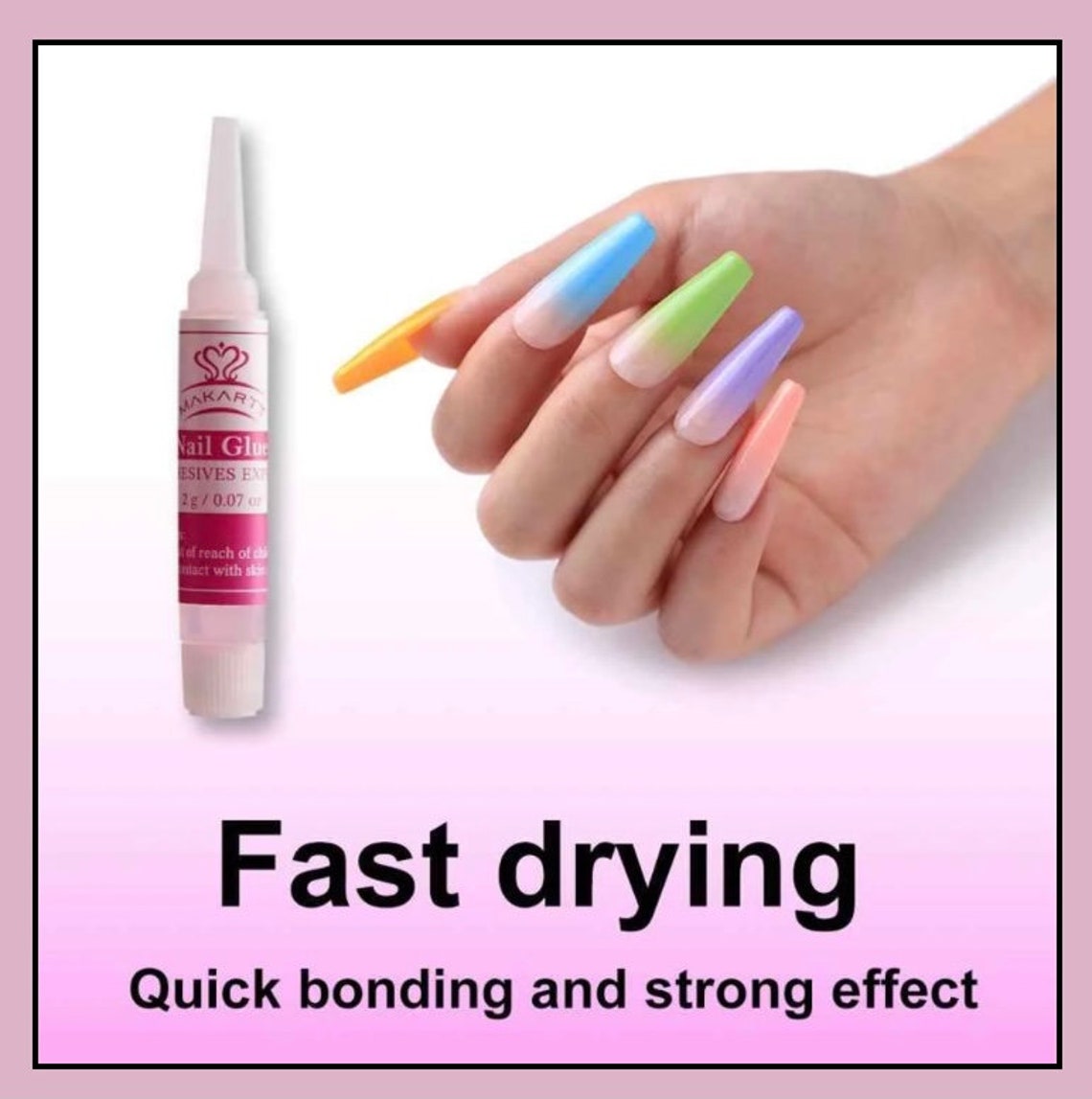 1 pack of 24 press on nails & glue/ Nails/ press on nails/ Etsy