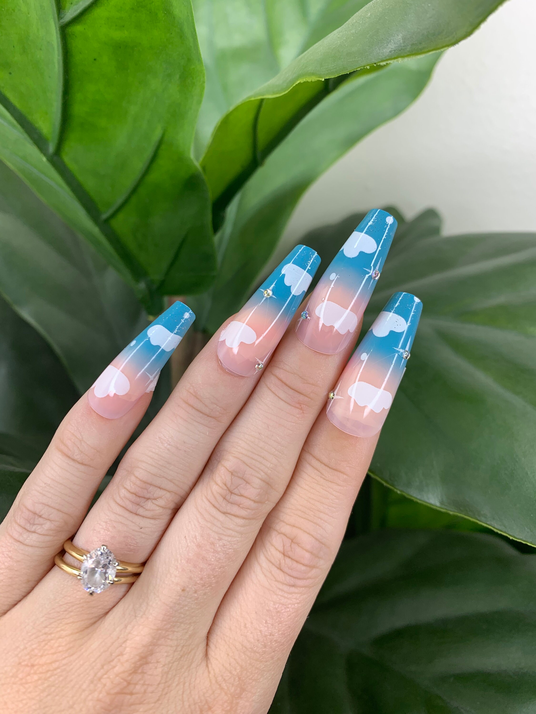 1 pack of 24 press on nails & glue/ Nails/ press on nails/ Etsy