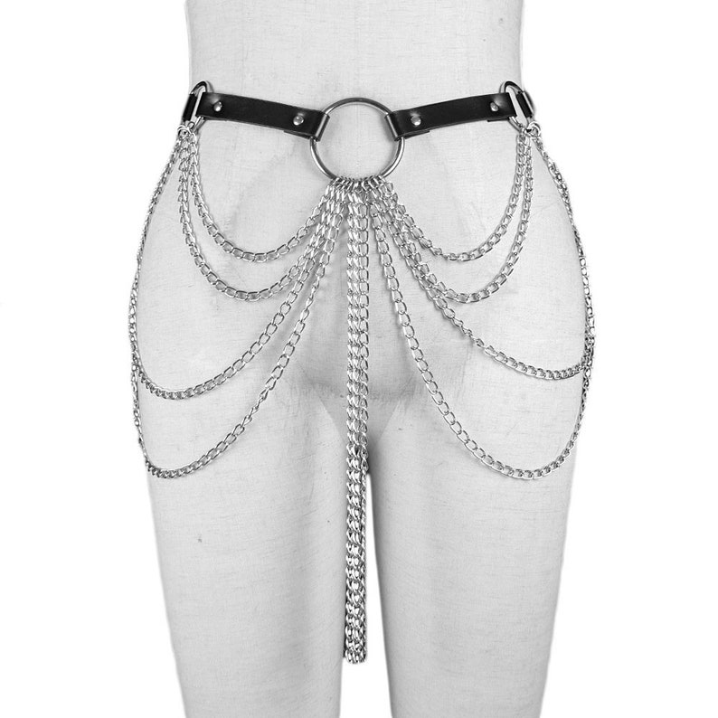 Multilayer Punk Belt Metal Chain Decoration Tassel Waist Etsy