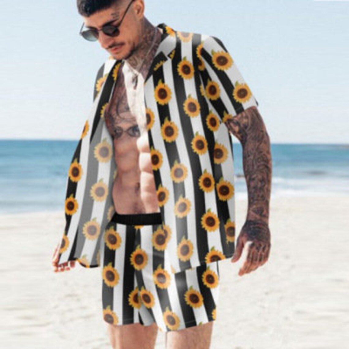 Floral Shirt Beach Two Piece Suit New Fashion Men Sets - Etsy