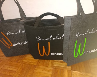 Filz Tasche Wein kaufen, grün, praktisch, sprüche, unikat